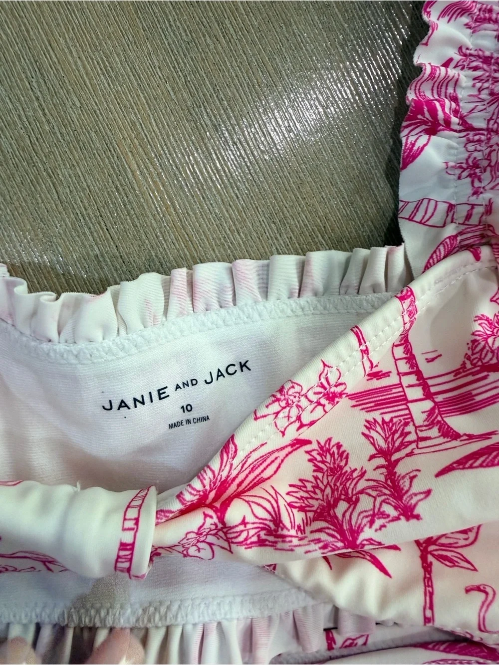 Janie and Jack Pink Tropical Print Girls' Two-Piece Swim Set 10